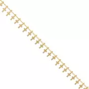 8.9mm Rombo chain with small crosses - Gold Tone x50cm