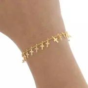 8.9mm Rombo chain with small crosses - Gold Tone x50cm