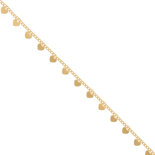 5.8mm Rombo mesh chain with small heart - Gold Tone x50cm