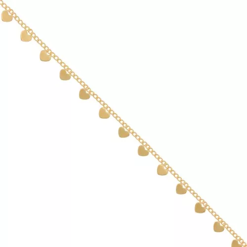 5.8mm Rombo mesh chain with small heart - Gold Tone x50cm