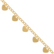 5.8mm Rombo mesh chain with small heart - Gold Tone x50cm