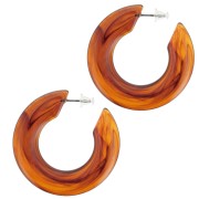 47mm Flat hoop earrings in opaque resin - Dark marbled amber x2|raw }}