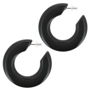 47mm Flat hoop earrings in opaque resin - Black x2|raw }}