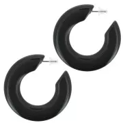 47mm Flat hoop earrings in opaque resin - Black x2