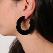 47mm Flat hoop earrings in opaque resin - Black x2