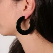 47mm Flat hoop earrings in opaque resin - Black x2