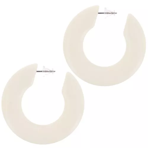 47mm Flat hoop earrings in opaque resin - Ecru x2