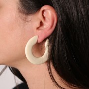 47mm Flat hoop earrings in opaque resin - Ecru x2