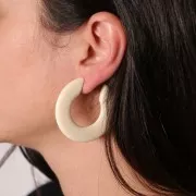 47mm Flat hoop earrings in opaque resin - Ecru x2