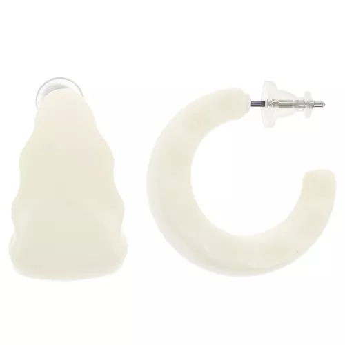 25mm Wide hoop earrings in Opaque Resin - Ecru x2