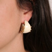 25mm Wide hoop earrings in Opaque Resin - Ecru x2