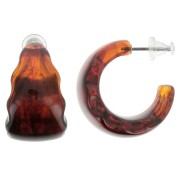 25mm Wide hoop earrings in Opaque Resin - Dark Marbled Amber x2|raw }}