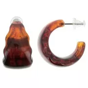 25mm Wide hoop earrings in Opaque Resin - Dark Marbled Amber x2