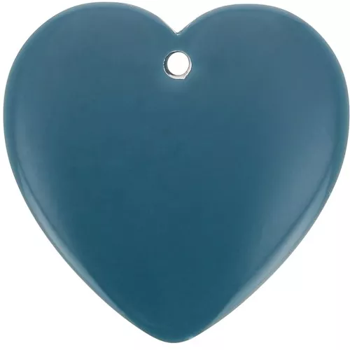 36x36.5mm heart Pendant in transparent resin - Peacock blue x1