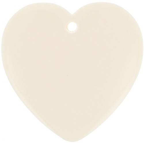 36x36.5mm heart Pendant in transparent resin - Ecru x1