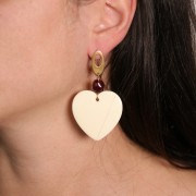 36x36.5mm heart Pendant in transparent resin - Ecru x1