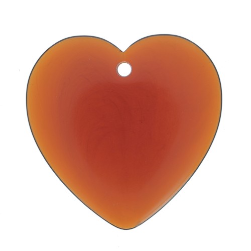 36x36.5mm heart Pendant in transparent resin - amber x1
