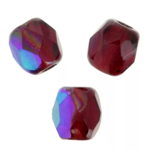 Fire Polished faceted round beads 3mm Garnet AB x50