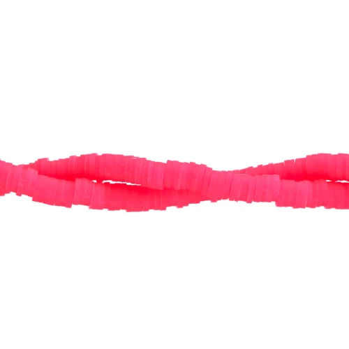 Heishi polymer clay rondelle beads 6x1 mm - Translucent fluorescent pink x40cm