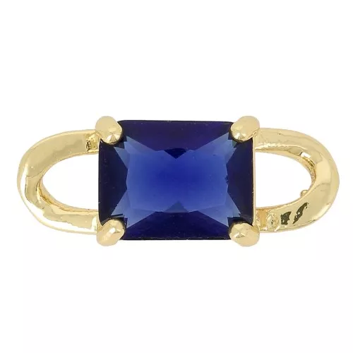 19x7.5mm Faceted Glass Rectangle spacer - Dark Blue -