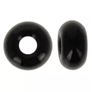14mm large hole Donuts beads - Opaque Black x10