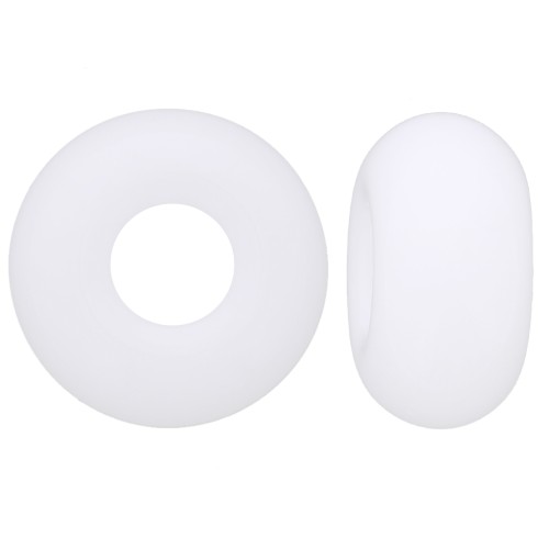 14mm large hole Donuts beads - Opaque White x10