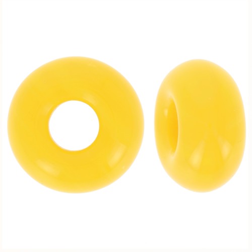 14mm large hole Donuts beads - Opaque Yellow x10