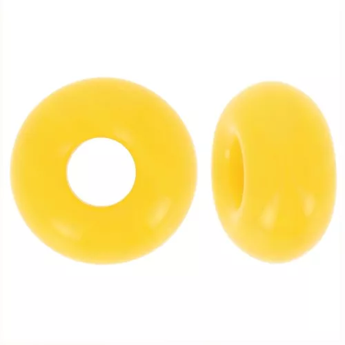 14mm large hole Donuts beads - Opaque Yellow x10