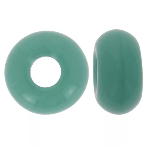 14mm large hole Donuts beads - Opaque Turquoise Green x10