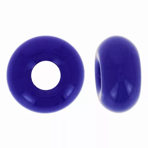14mm large hole Donuts beads - Opaque Cobalt x10