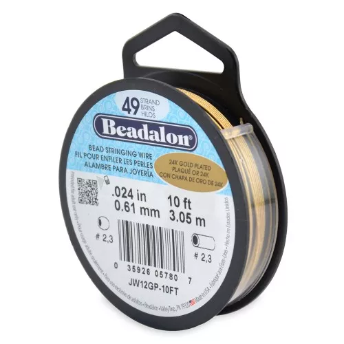 0.61mm 49 strands bead stringing wire - Beadalon - Fine Gold plated x3.05m