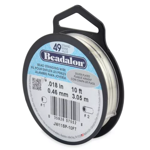 0.46mm 49 strands bead stringing wire - Beadalon - Fine Silver plating x3.05m