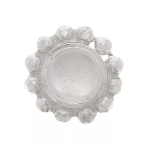 925 St Silver Round setting with small filed balls for 3mm cabochon x1