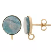Round earstuds for 8mm cabochon - closed ring - Gold Filled x2