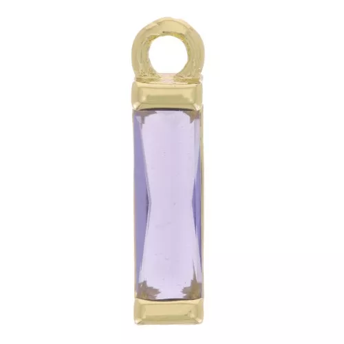 14x3mm Glass Rectangle Charm - Gold Tone - Purple x1