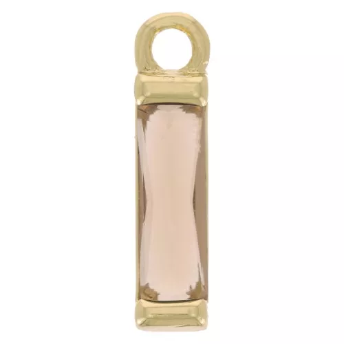 14x3mm Glass Rectangle Charm - Gold Tone - Champagne x1