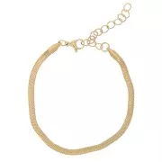 3mm Stainless steel 304 Mirror mesh bracelet - flat snake - gold x16cm