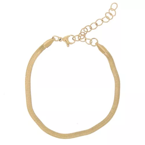 3mm Stainless steel 304 Mirror mesh bracelet - flat snake - gold x16cm