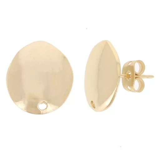 15x13mm irregular oval Ear Studs - Fine Gold plated x2