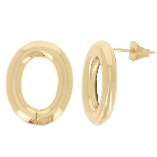 20x16mm Hollow Oval EarStuds - Gold Tone x2