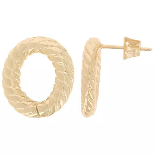 17x13.5mm Oval hollowed out earstuds with twisted effect - Gold tone x2