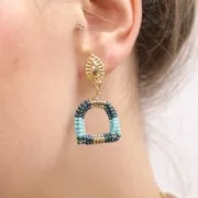 18x10mm textured drop earStuds with closed ring - Antique Silver Tone x2