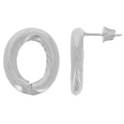 20x16mm Oval hollowed out studs twisted effect - Rhodium Tone x2|raw }}