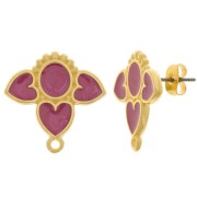 20mm earStuds hearts with vitrail epoxy resin - Fine Gold plated - Pearl Plum x2|raw }}