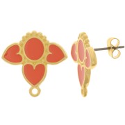 20mm earStuds hearts with vitrail epoxy resin - Fine Gold plated - Hyacinth x2|raw }}