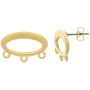 21x14mm Hollow oval stud earrings 3 hoop earrings - Fine Gold-plated x2|raw }}