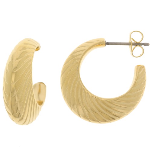 20mm large striated Hoop earrings - Fine Gold plated x2