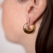 20mm large striated Hoop earrings - Fine Gold plated x2