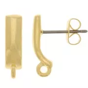 15x4mm bar EarStuds with closed ring - Fine Gold Plated x2