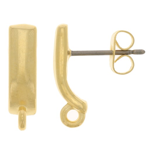 15x4mm bar EarStuds with closed ring - Fine Gold Plated x2